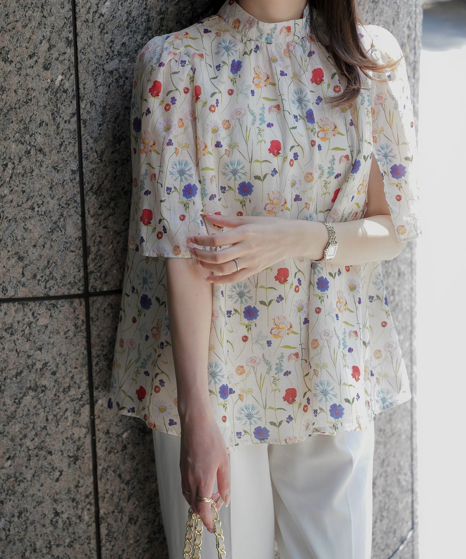 スリットスリーブ ブラウス Made with Liberty Fabric HUIT