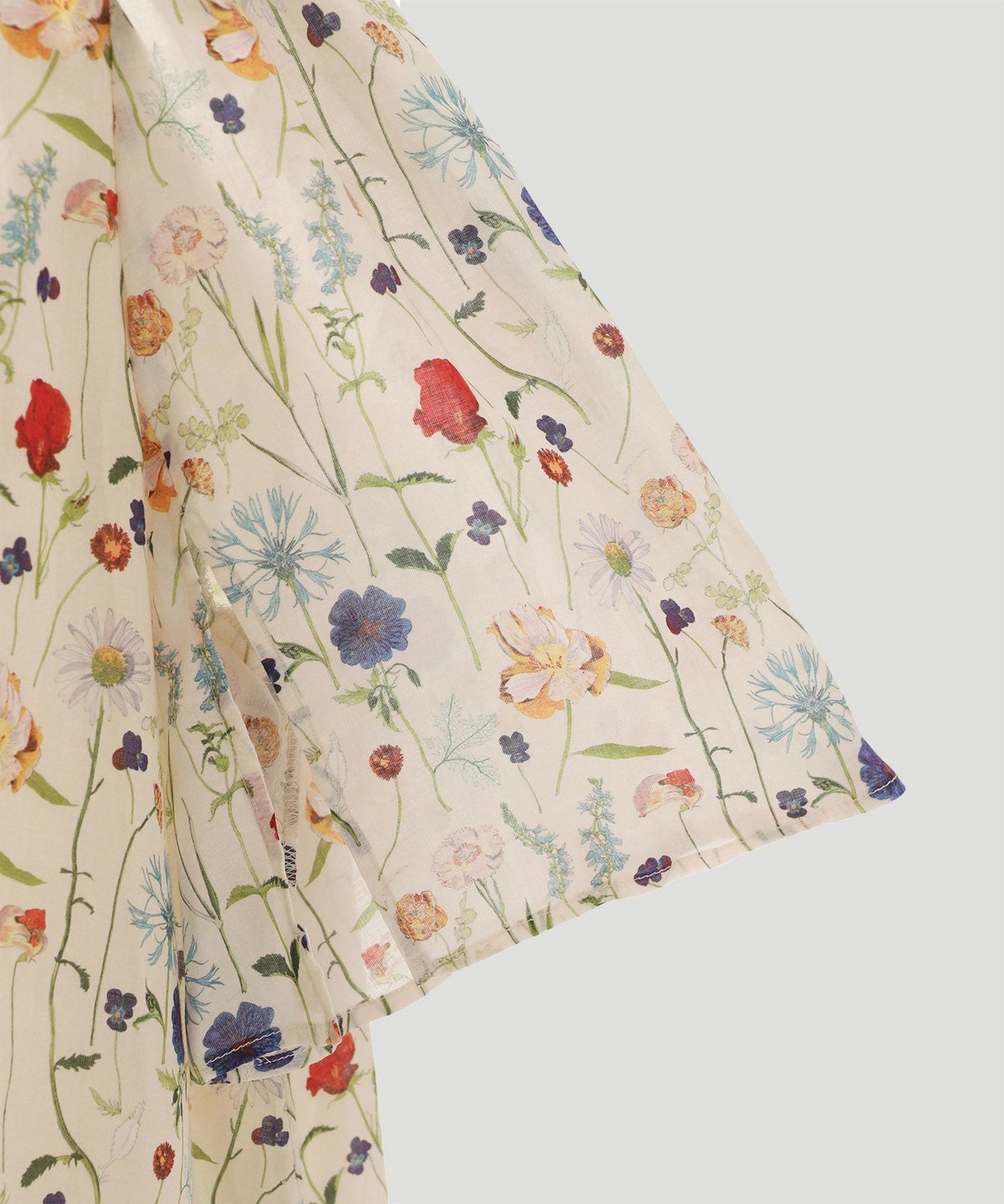 花柄 夏 ボタニカル スタンドカラー/ホワイト/アイボリー/M