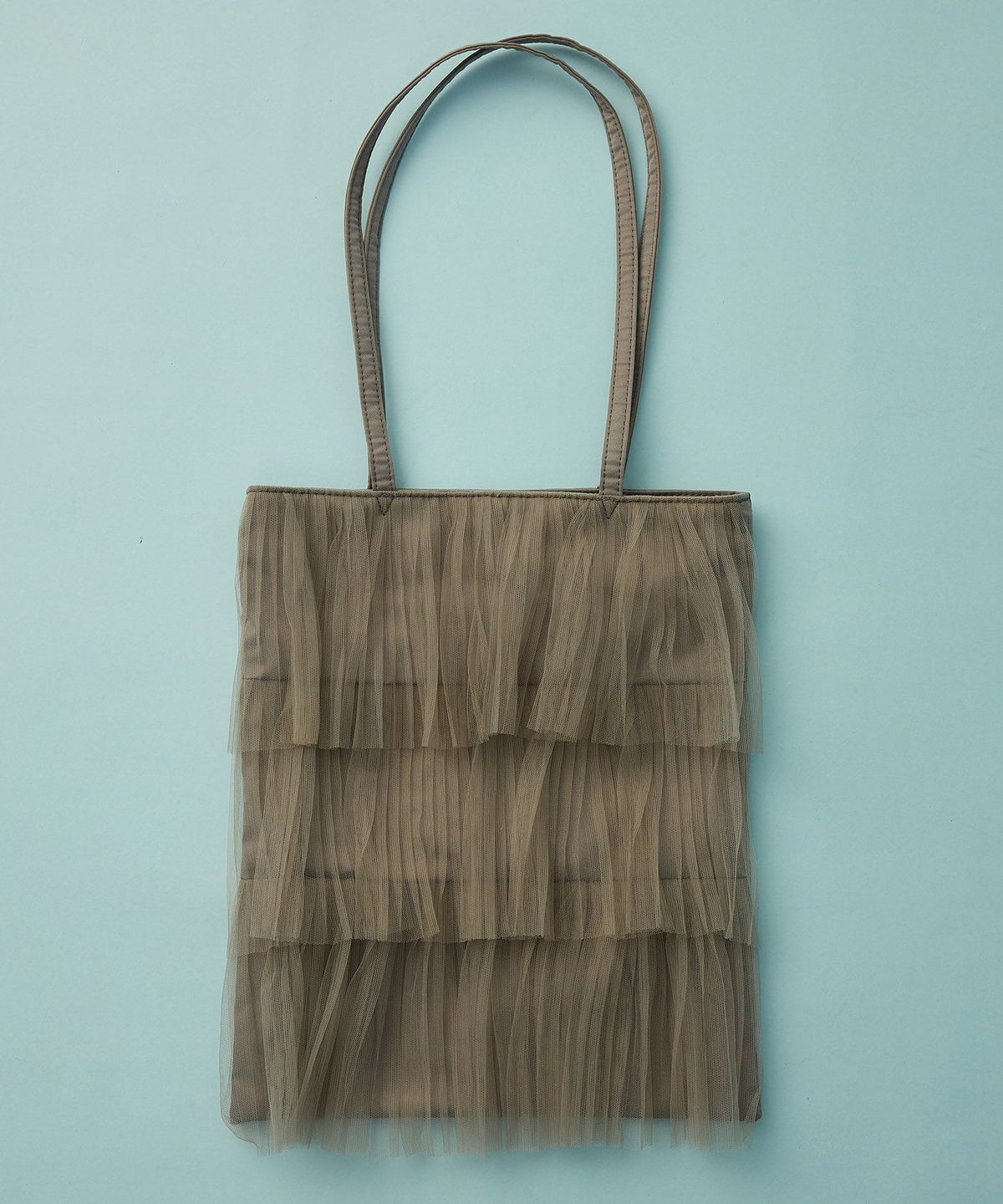 サブバッグ トレンド レース チュール ティアード ポケット付き/アイボリー/グレー/ベージュ/フリー