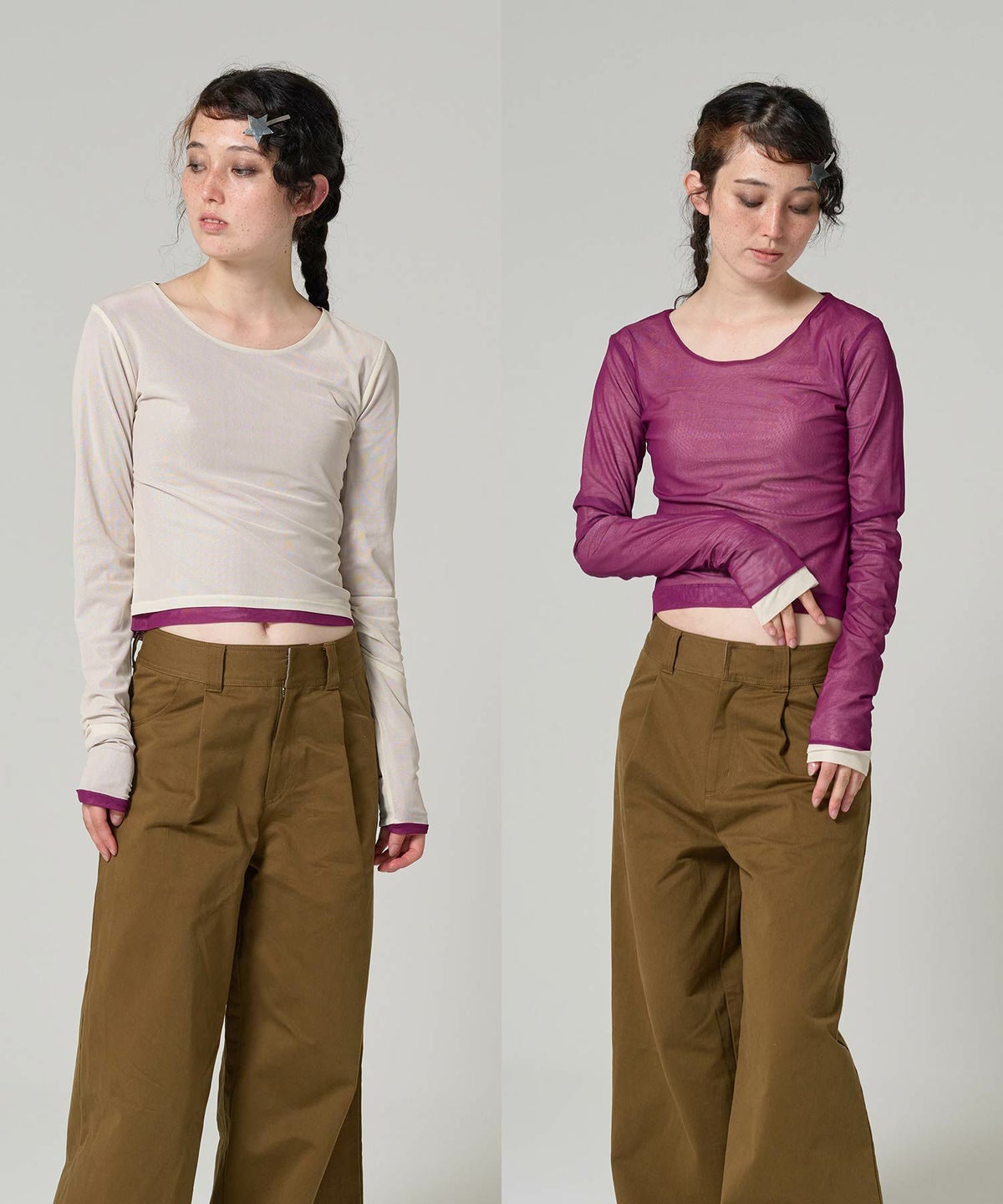 トップス/シアー/リバーシブル/2way