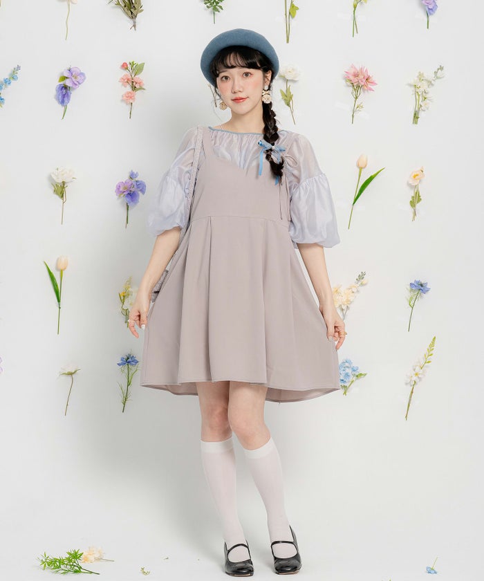 アシンメトリー ミニ丈 ハイウエスト タック/グレー/ブラウン/M