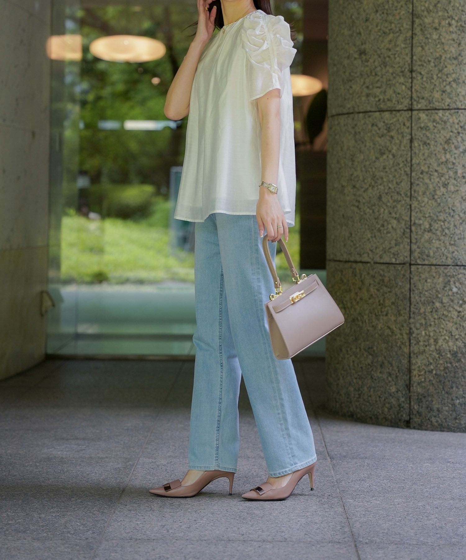 SUMMER-SALE ボリュームスリーブ ギャザーネック ブラウス HUIT 全3色