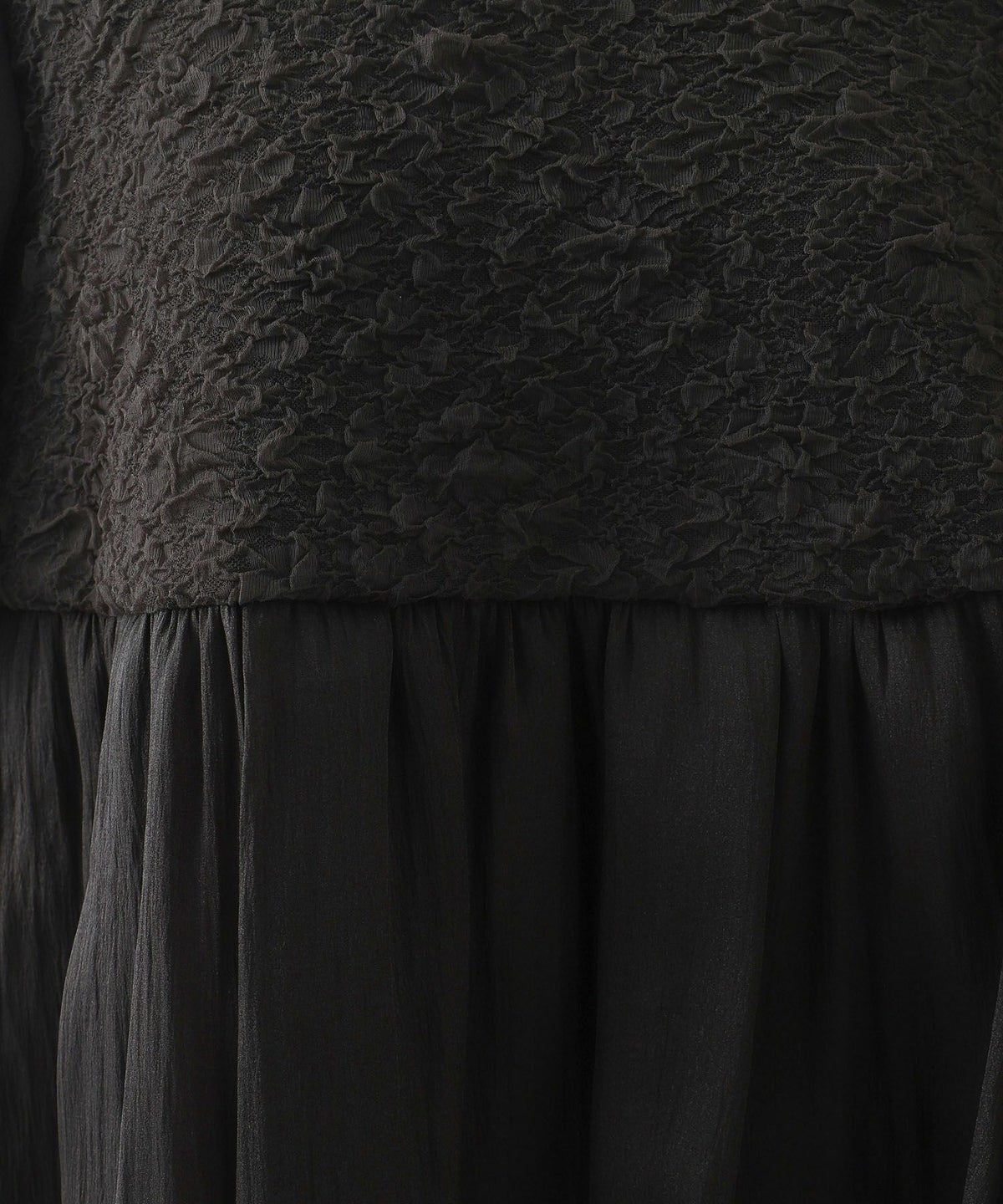 オーガンジー フェミニン ペプラム シアー パフスリーブ 半袖/ホワイト/ブラック/M