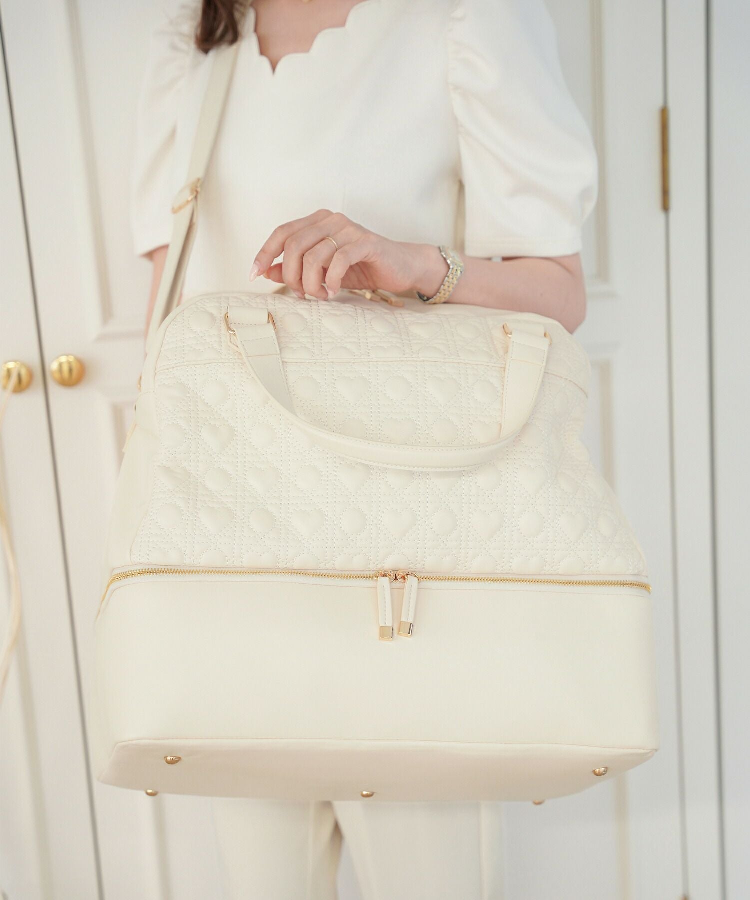 オリジナル ハートキルティング ボストン バッグ le reve vaniller