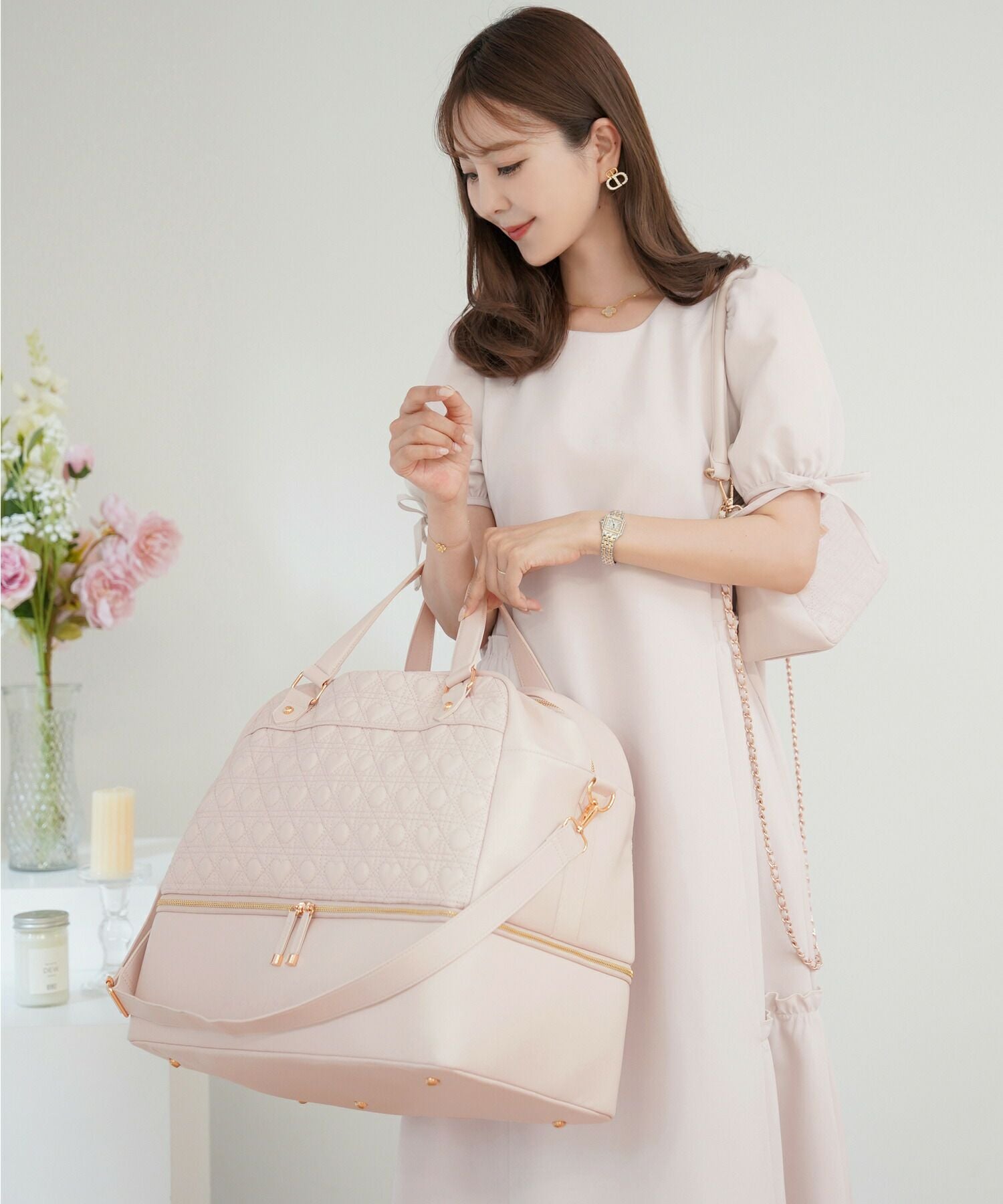 オリジナル ハートキルティング ボストン バッグ le reve vaniller 全2