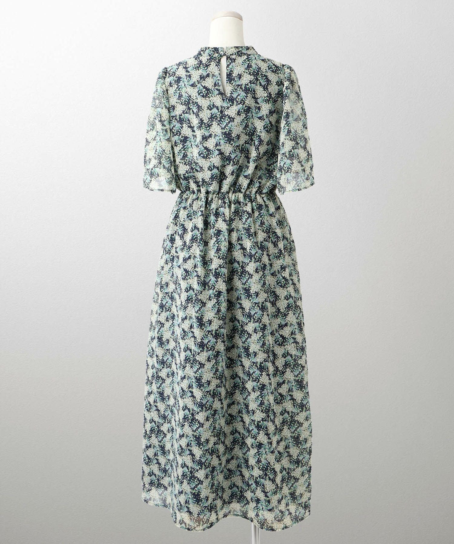 PRE-SUMMER-SALE 水彩柄 シフォン カットドビー ワンピース HUIT 全2色