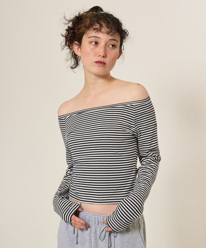 トップス/ボーダー/ボートネック/カットソー/長袖