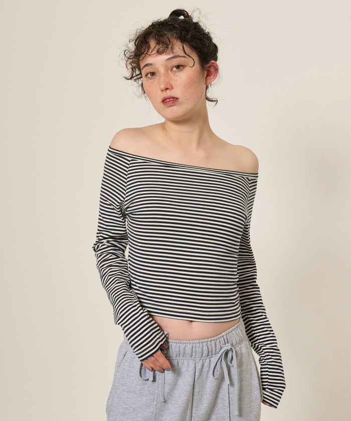 トップス/ボーダー/ボートネック/カットソー/長袖