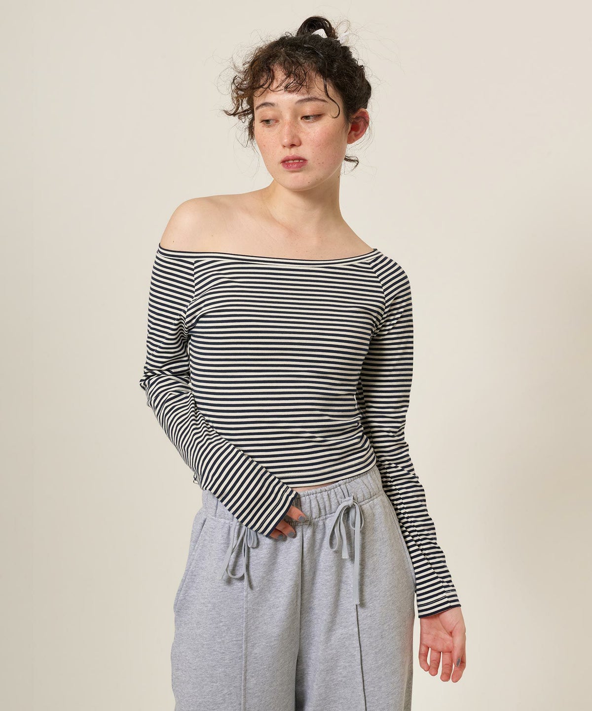 トップス/ボーダー/ボートネック/カットソー/長袖