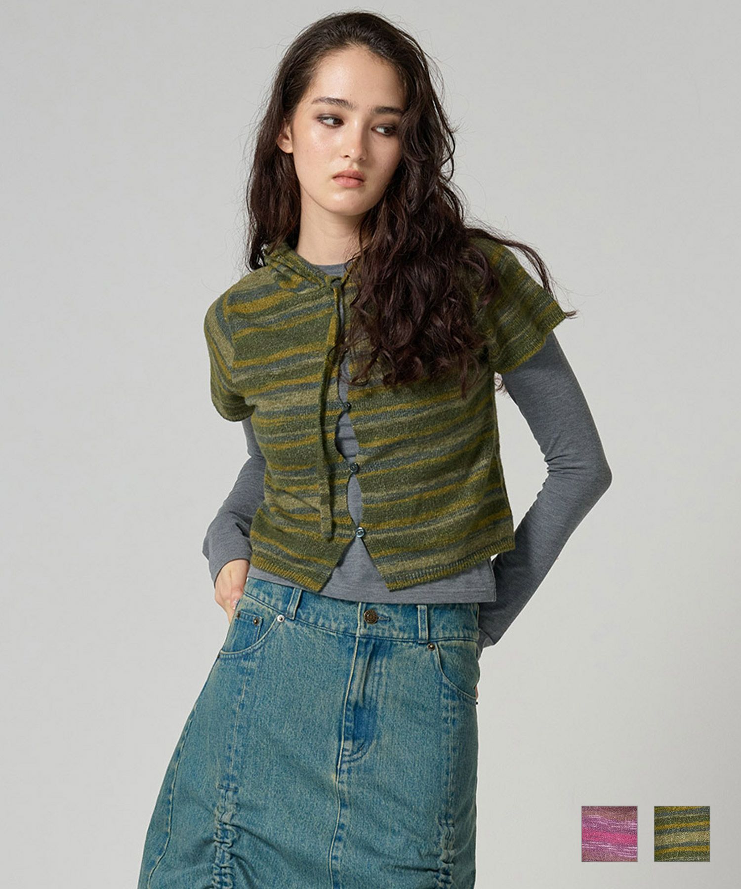 Special-Price-SALE 半袖 ニットフーディー TINA：JOJUN 全2色｜tnj431