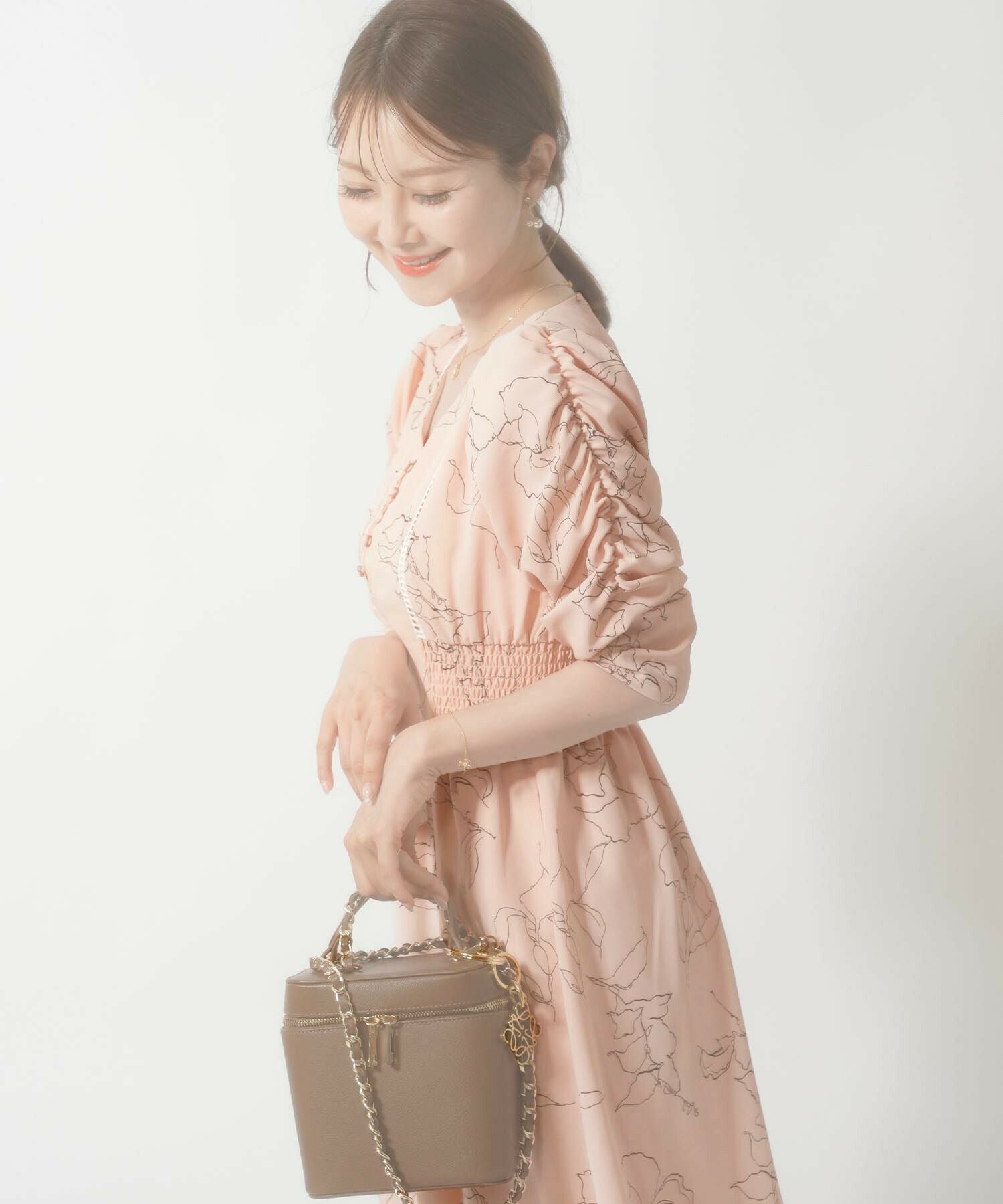 スタイルアップ ドローイング 花柄 ワンピース le reve vaniller 全3色