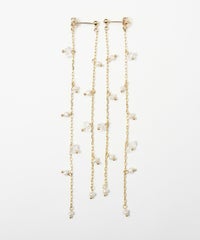 ダングリング ライン ピアス Dangling Line Pierce 真鍮 淡水パール ハーキマーダイヤモンド ダングリング ライン ピアス Dangling Line Pierce （Liala）