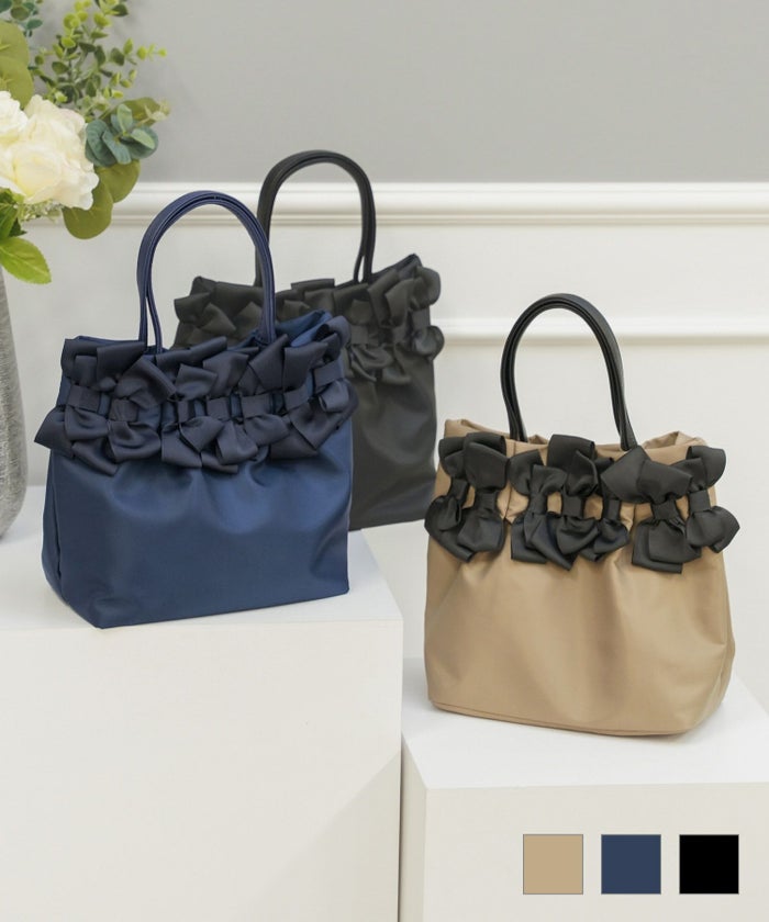 セレクト 鞄 レディース バッグ 大人 かわいい オフィス 小さい ハンド 黒 きれいめ ジョイントスペース リボン トート バッグ Prima Scherrer