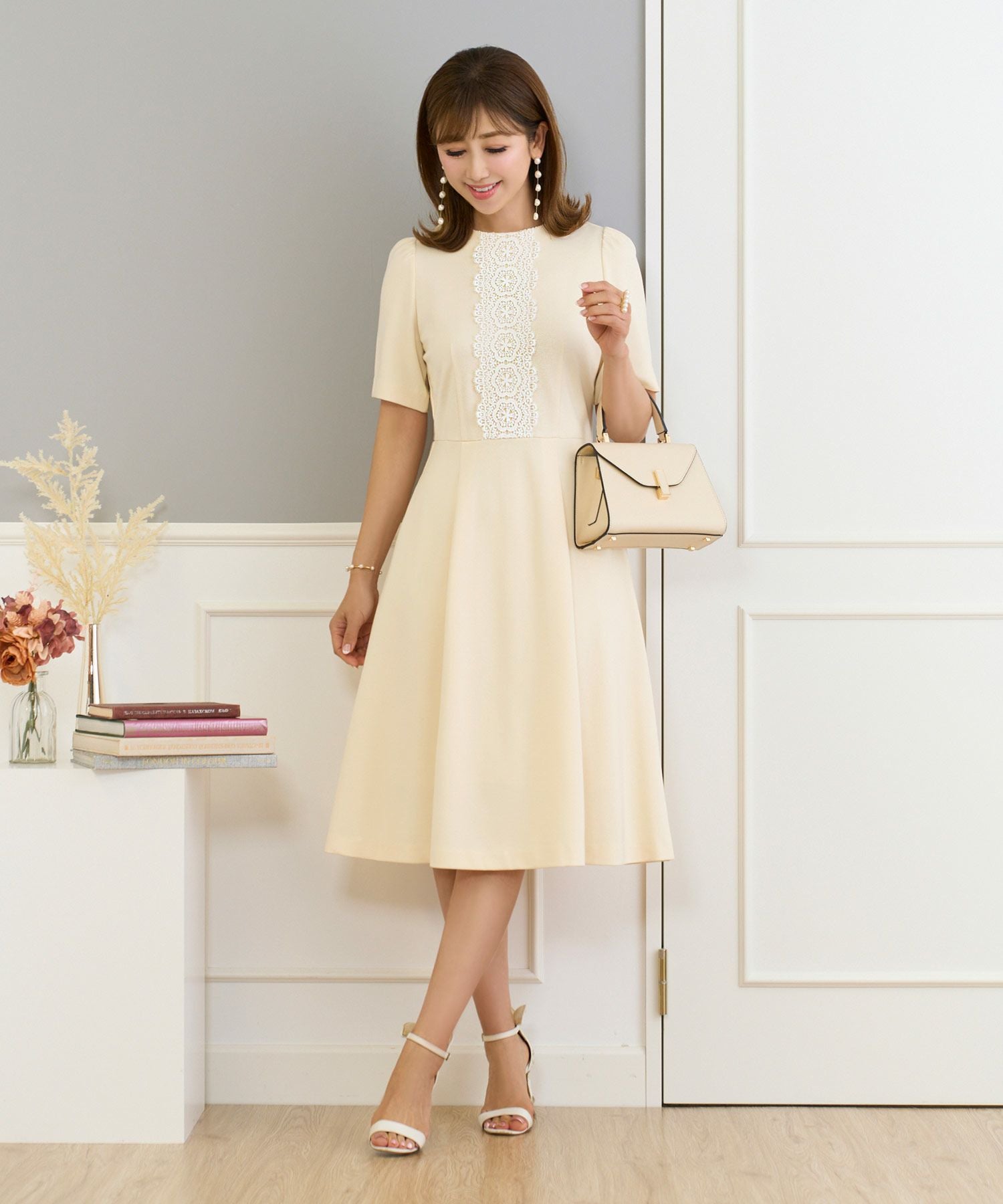 SUMMER-SALE フロントレース フィット＆フレア リラックス ワンピース