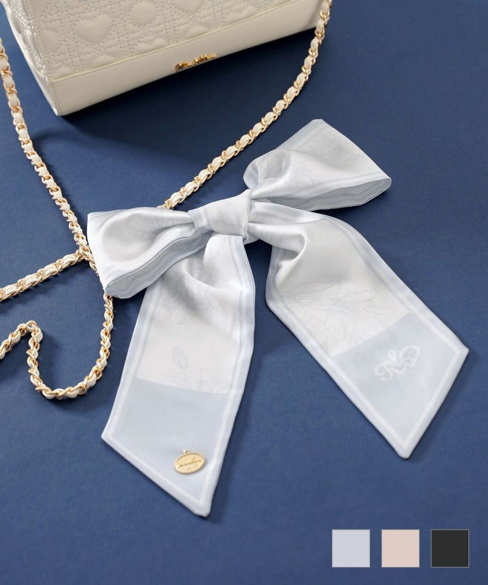 レディース 小物 グッズ ツイリー スカーフ アレンジ ヘアアレンジ 髪留め リボン 花柄 カサブランカ ユリ柄 プリント サテン 光沢 ピンク ブラック おしゃれ 新色 サックス ライトブルー ブルーグレー 上品 エレガント オリジナル 花柄 ツイリー スカーフ le reve vaniller