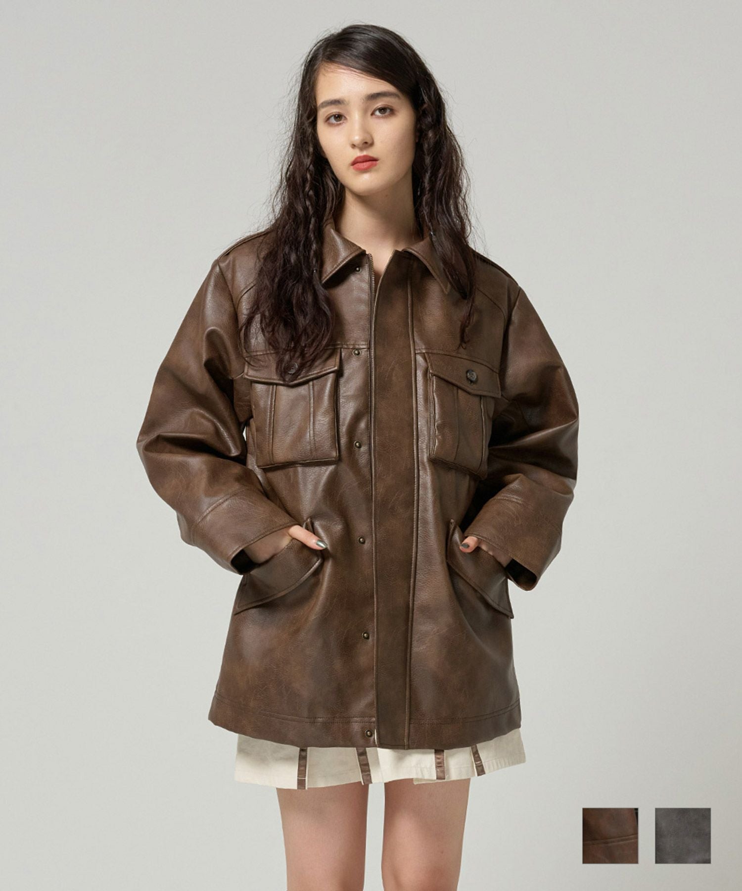 Special-Price-SALE フェイクレザー オーバーコート TINA：JOJUN 全2色