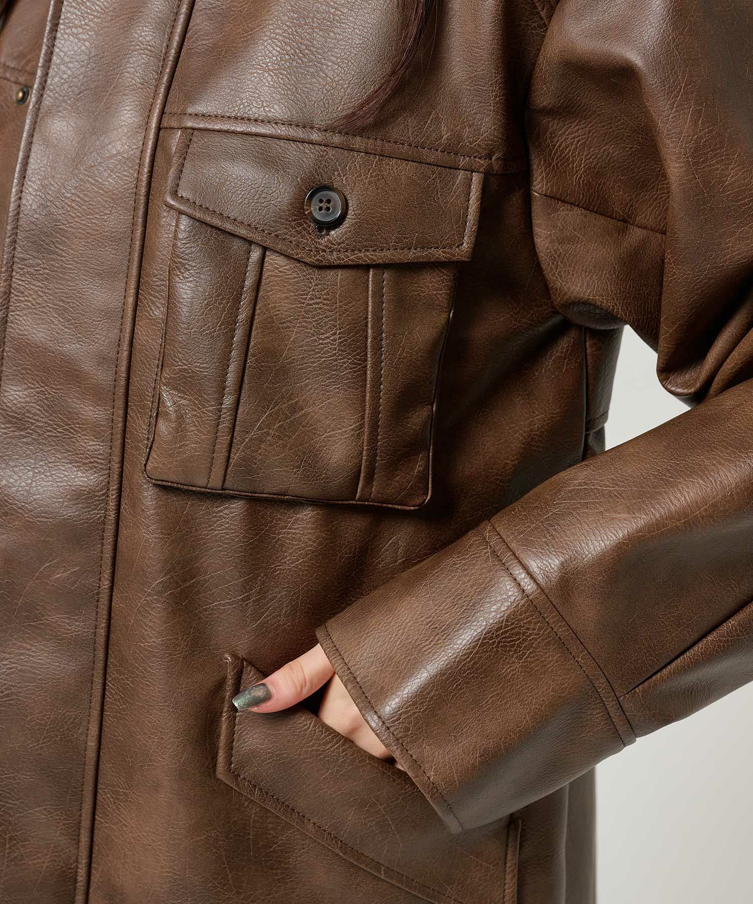 Special-Price-SALE フェイクレザー オーバーコート TINA：JOJUN 全2色