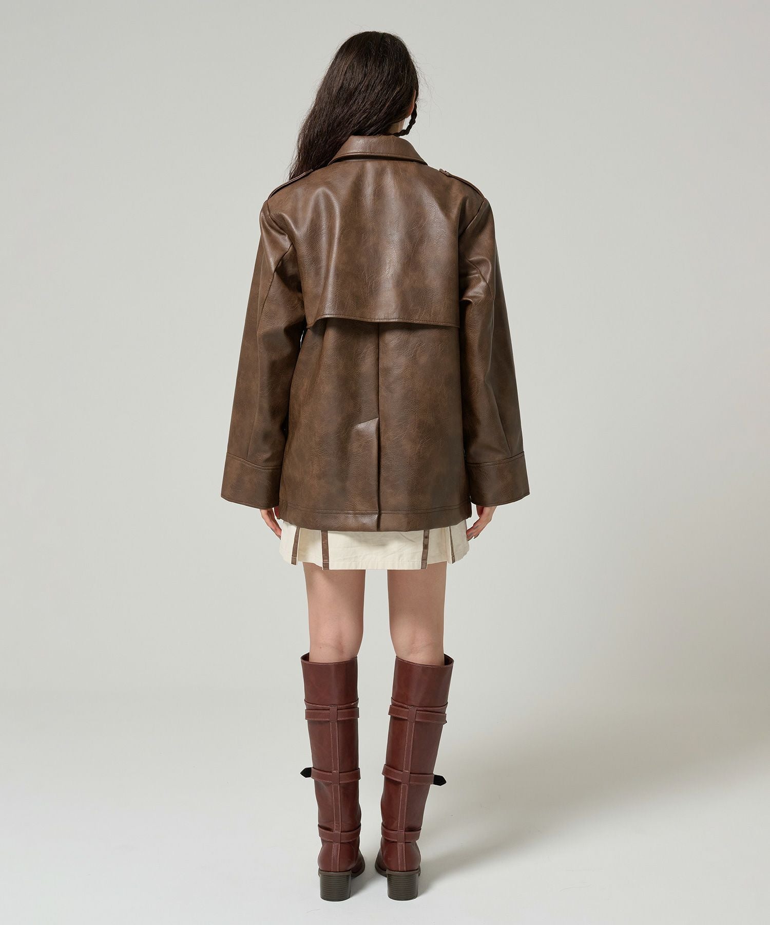 SUMMER SALE フェイクレザー オーバーコート TINA：JOJUN 全2色