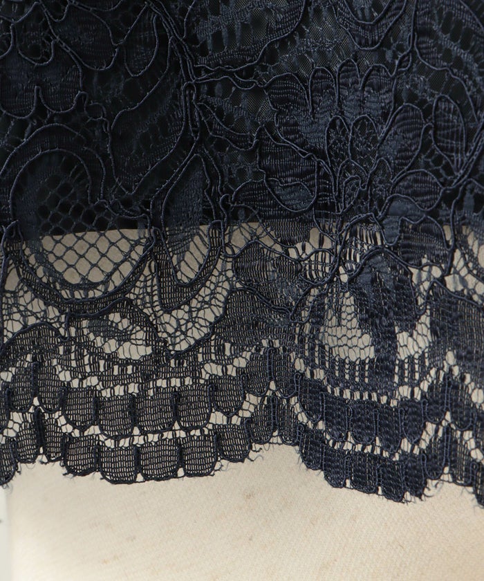 スカラップ シンプル フェミニン シアー オフィスカジュアル フォーマル/アイボリー/ネイビー/M