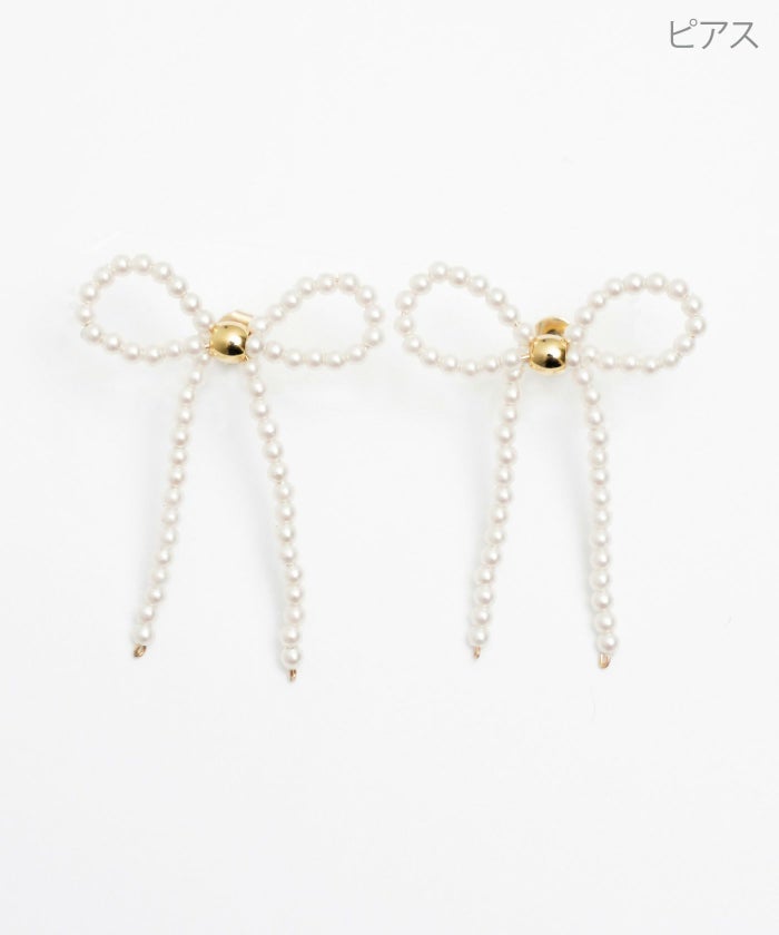 パール リボン ピアス イヤリング Pearl Ribbon Pierce Earring パール リボン ピアス イヤリング Pearl Ribbon Pierce Earring （Liala）
