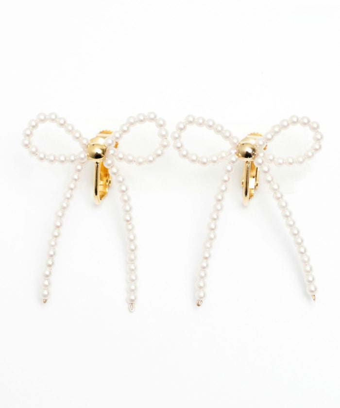 パール リボン ピアス イヤリング Pearl Ribbon Pierce Earring