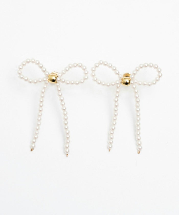 パール リボン ピアス イヤリング Pearl Ribbon Pierce Earring