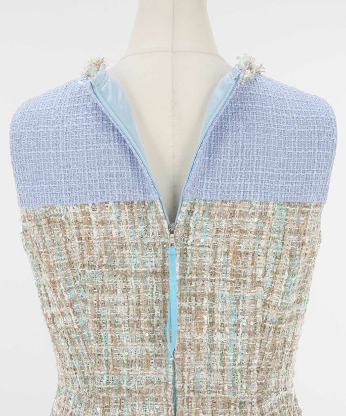 ワンピースツイードきれいめおしゃれかわいいオフィス入卒園春秋レディース大人ジョイントスペース