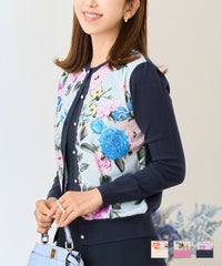 フラワーデシンプリントニットカーディガンPrimaScherrer全3色｜psc431-0872【1】