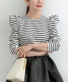 新色追加 手洗い可 トップス レディース オフィス かわいい 大人 きれいめ 白黒 ボーダー おすすめ 人気 ジョイントスペース