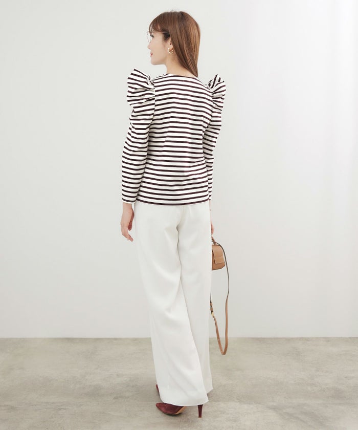 新色追加 手洗い可 トップス レディース オフィス かわいい 大人 きれいめ 白黒 ボーダー おすすめ 人気 ジョイントスペース