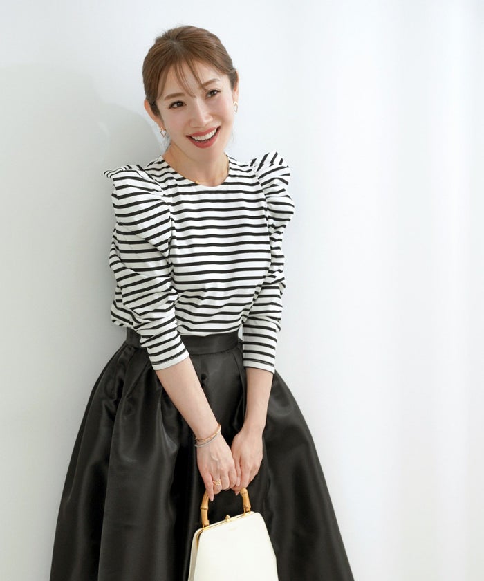 新色追加 手洗い可 トップス レディース オフィス かわいい 大人 きれいめ 白黒 ボーダー おすすめ 人気 ジョイントスペース