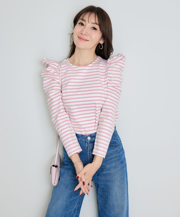 新色追加 手洗い可 トップス レディース オフィス かわいい 大人 きれいめ 白黒 ボーダー おすすめ 人気 ジョイントスペース