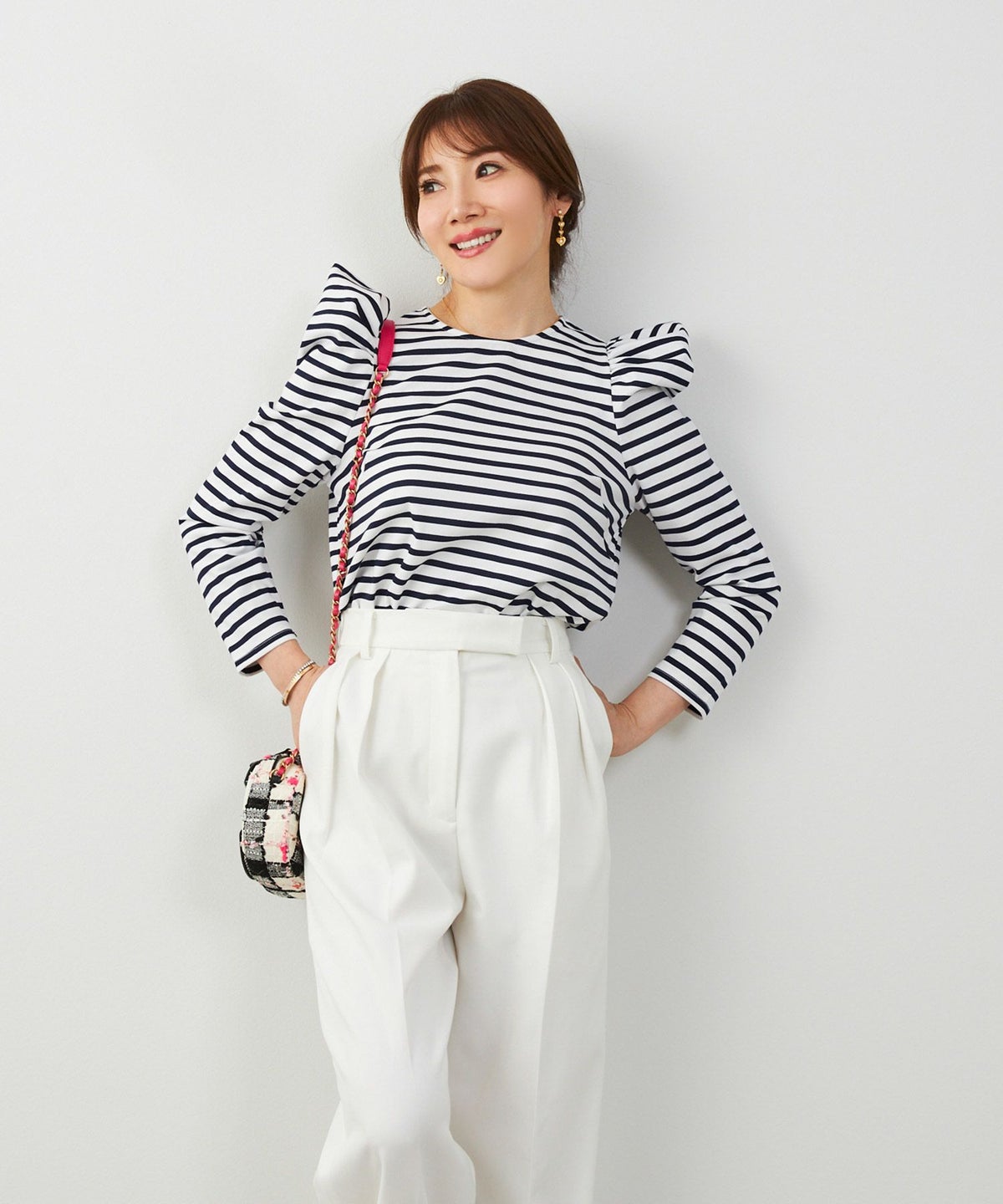 新色追加 手洗い可 トップス レディース オフィス かわいい 大人 きれいめ 白黒 ボーダー おすすめ 人気 ジョイントスペース