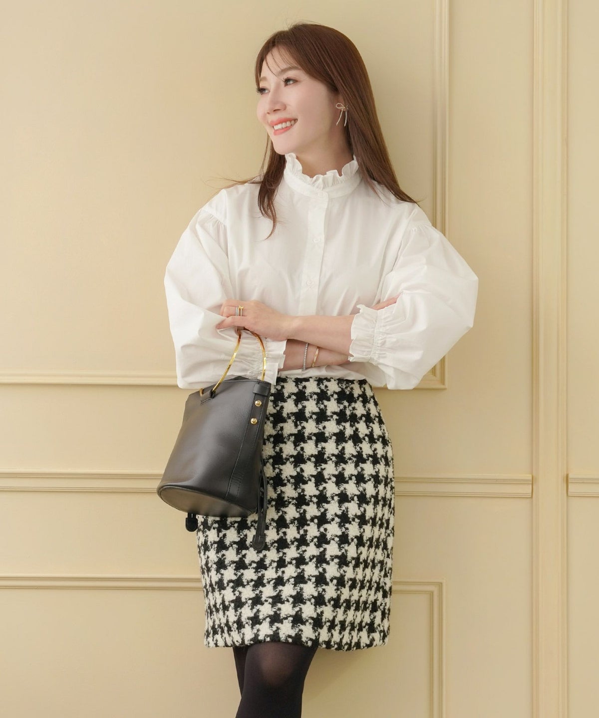 手洗い可 ボトムス レディース スカート ミニ 台形 かわいい 大人 オフィス きれいめ ツィード ブーツ合わせ ジョイントスペース