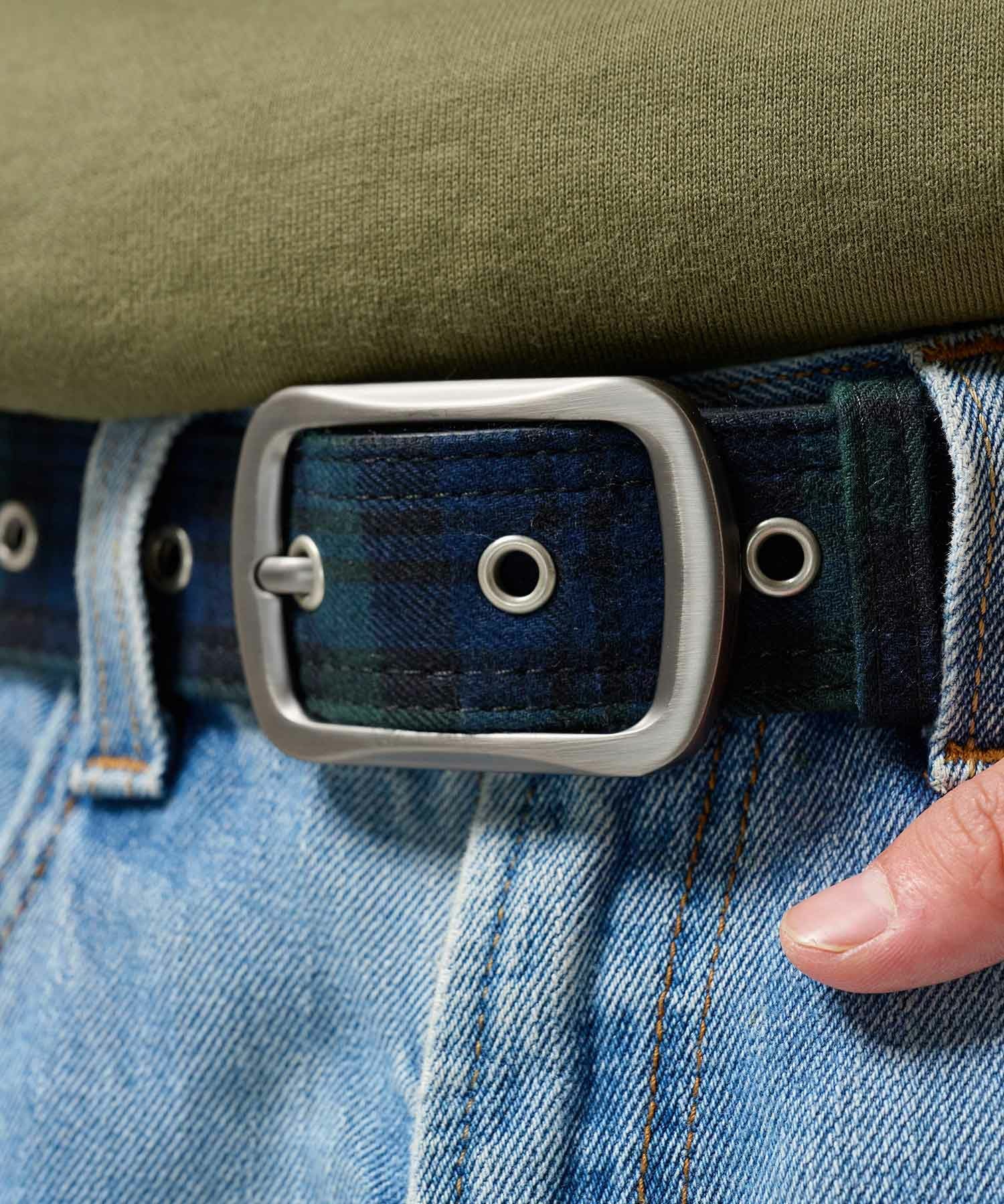 刺繍入り チェック柄ベルト TINA：JOJUN 全2色｜tnj937-0937【2