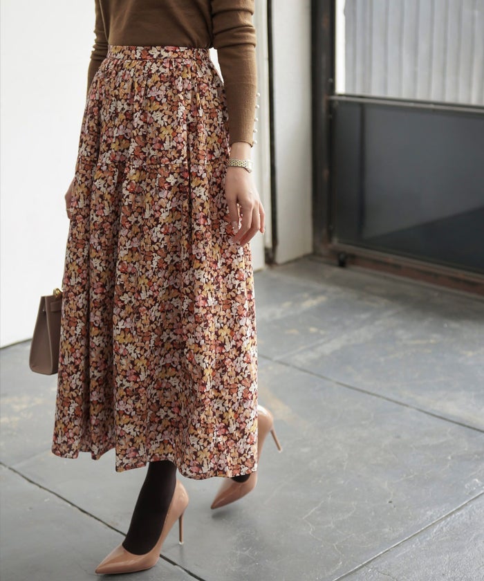 ロマンティック ボリューム ウエストゴム セットアップ/ブルー/ブラウン/M