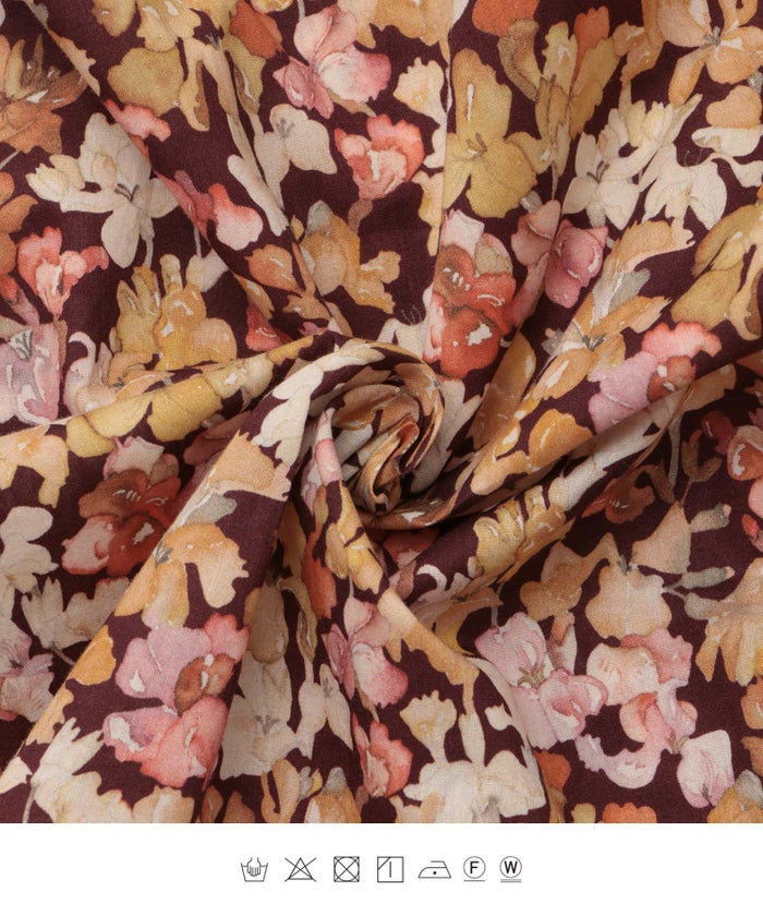 クラシカル 上品 フリル スタンドネック Aライン セットアップ/ブルー/ブラウン/M