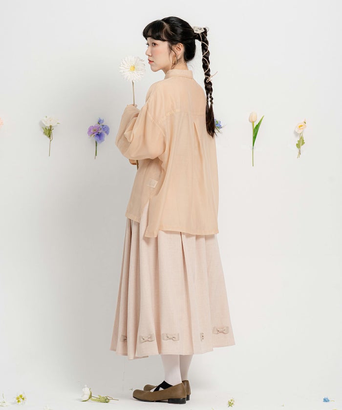 カフス シースルー シアー モード ビッグシルエット/ベージュ/ブラック/M