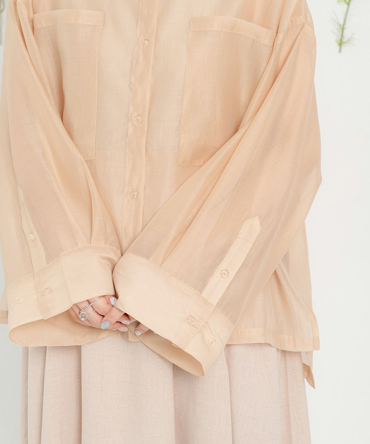 カフス シースルー シアー モード ビッグシルエット/ベージュ/ブラック/M