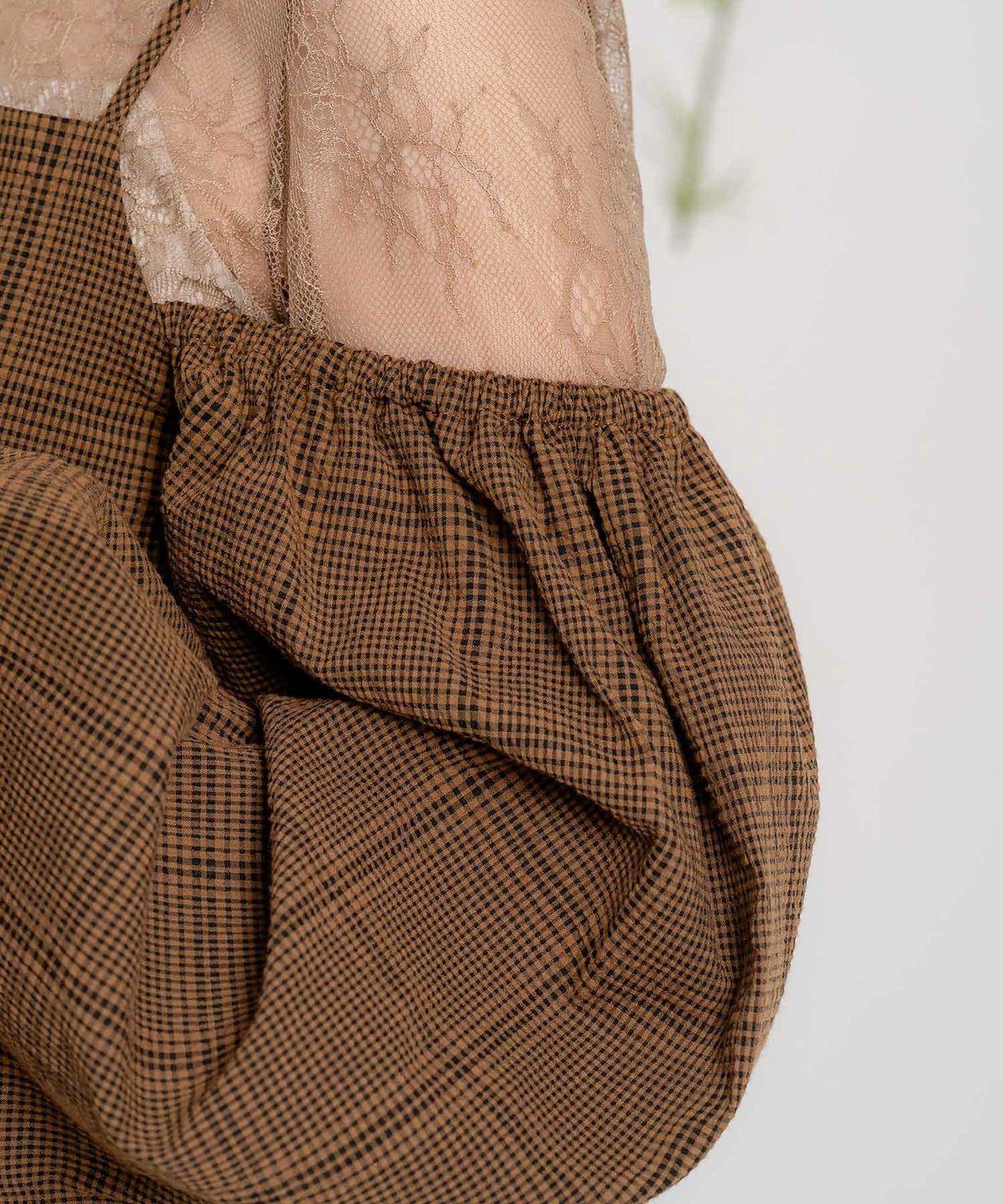 2WAY スクエアネック 秋冬 Aライン ボリュームスリーブ/ラベンダー/キャメル/M