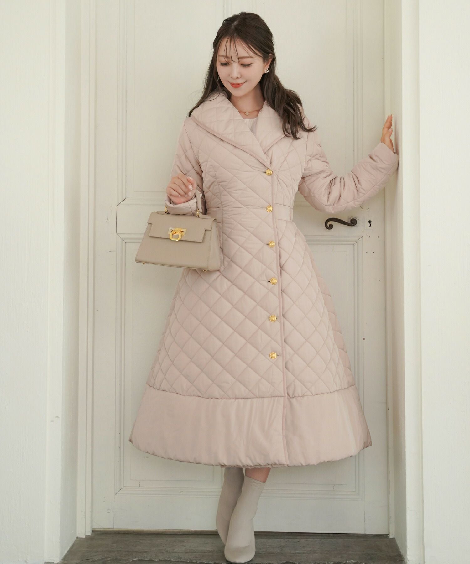 ショールカラー フェイクダウン ドレスコート le reve vaniller 全3色