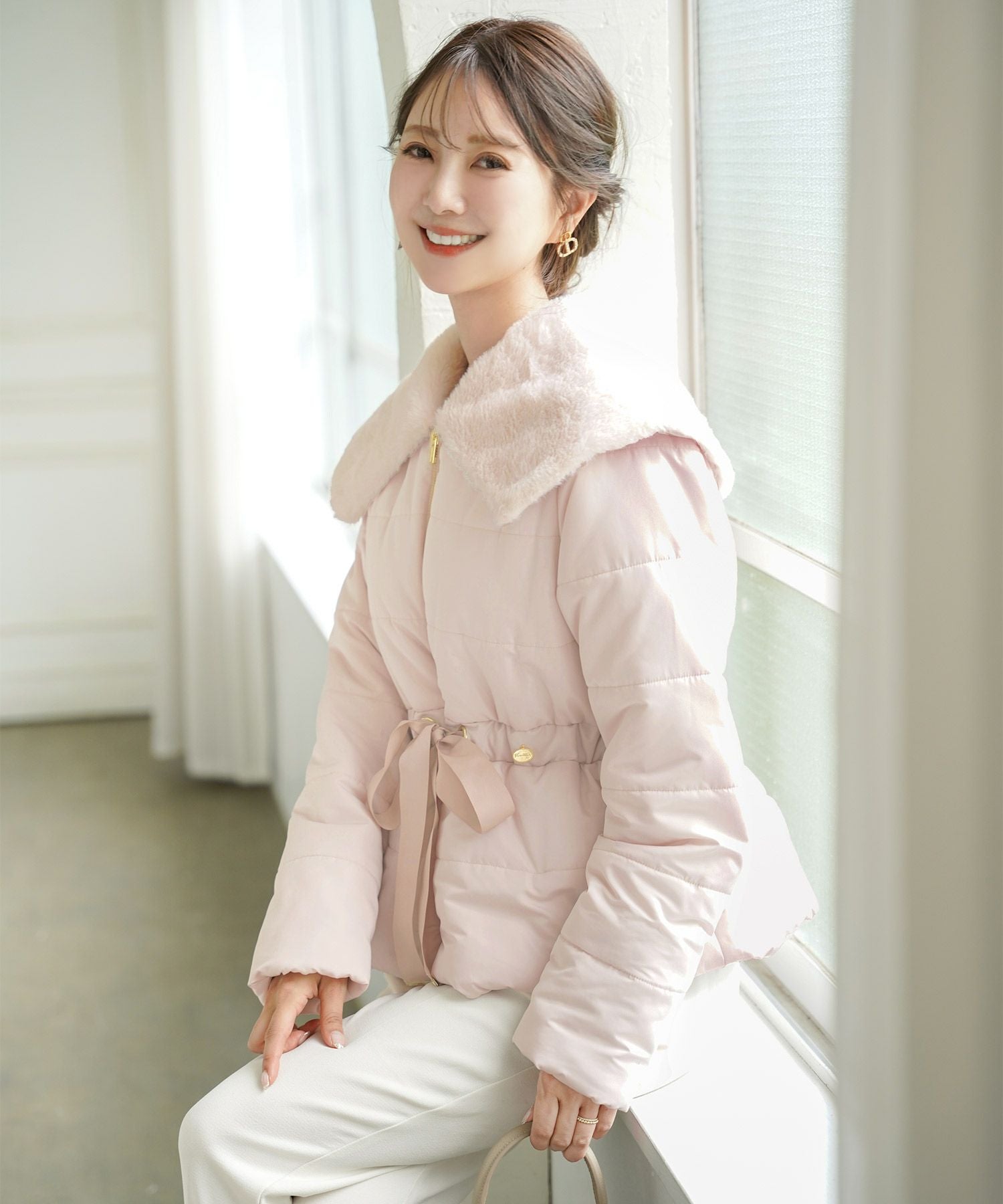 ファービッグカラー ミドル丈 フェイクダウン コート le reve vaniller