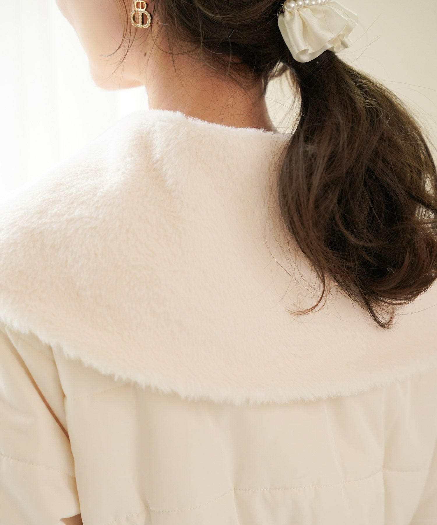 ファービッグカラー ミドル丈 フェイクダウン コート le reve vaniller