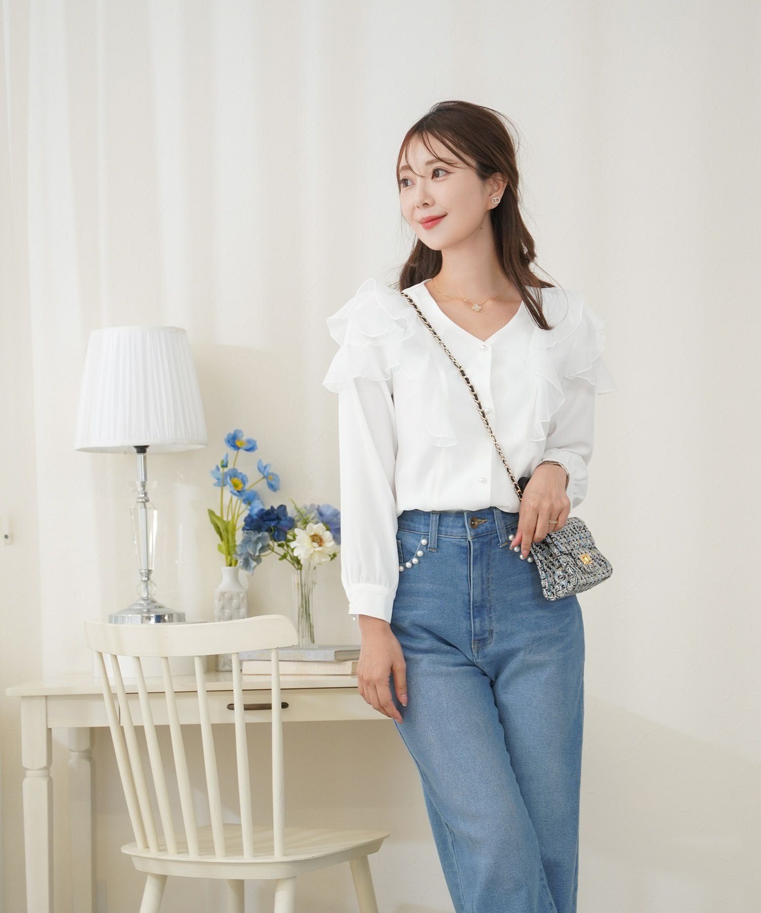 新品未使用タグ付♡大人気完売商品♡vanillerフリルメローブラウス♡ブラック フリル メロー ブラウス le reve vaniller 全3色｜lvn831-1925【1