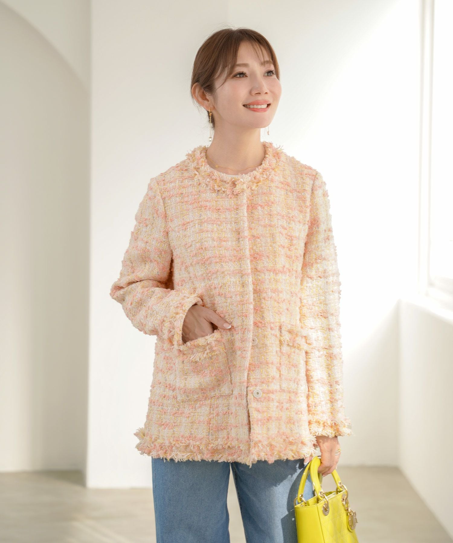 未使用 13万 FILIPPA K ジャケット コート 2025 ベージュ 34 ツイード ふちフリンジ ジャケット 長袖 Liala×PG 全3色｜lpg231-1979【3】