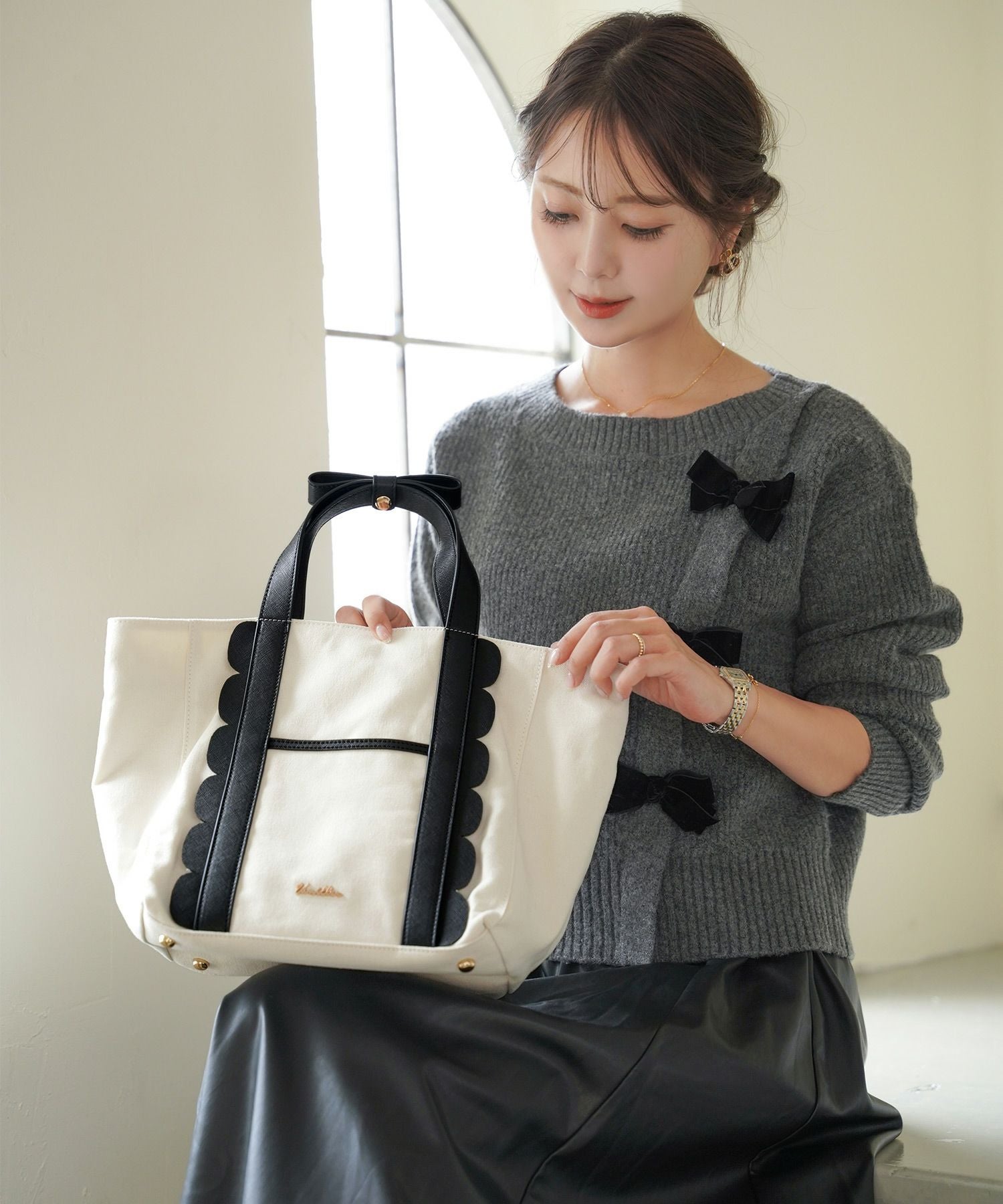 美品♡スカラップリボンバッグ スカラップバッグ リボン ブルー | Beverly KOBE － ビバリー神戸