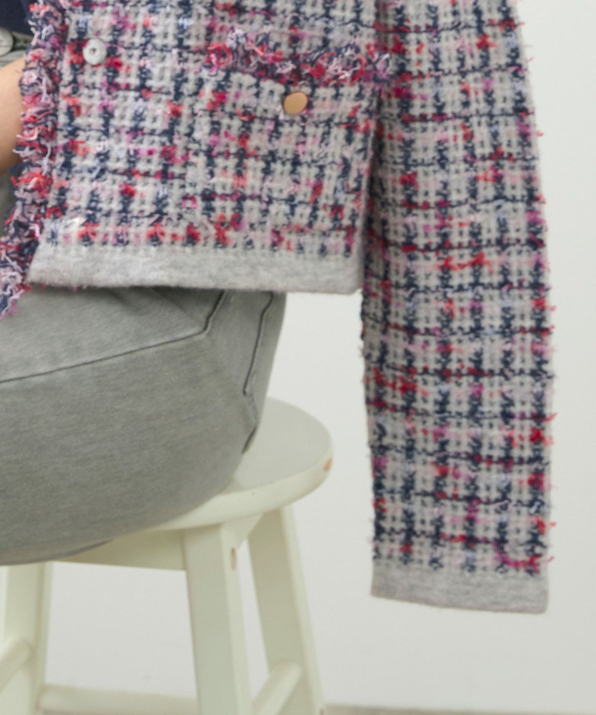 手洗い可 ニット カーディガン レディース 秋冬 ショート丈 オフィス 青 色 厚手 おしゃれ 洗濯 ジョイントスペース