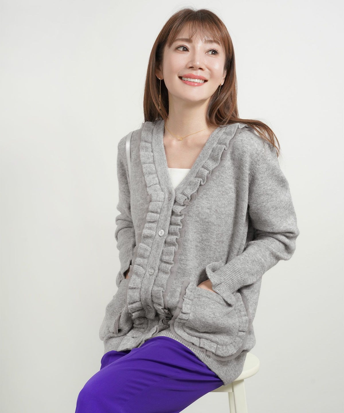 手洗い可 ニット トップス レディース カーディガン きれいめ 大人 かわいい オフィス 黒 グレー ジョイントスペース