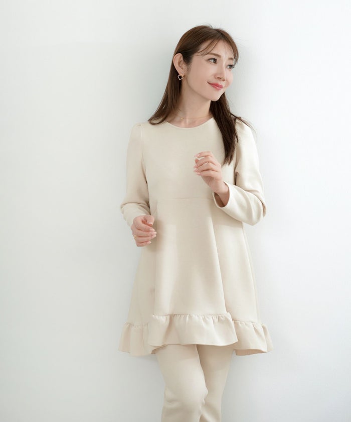 手洗い可 日本製 トップス スカラップ ダンボールニット 春夏 秋 白黒 ウォッシャブル 洗える 動きやすい ジョイントスペース