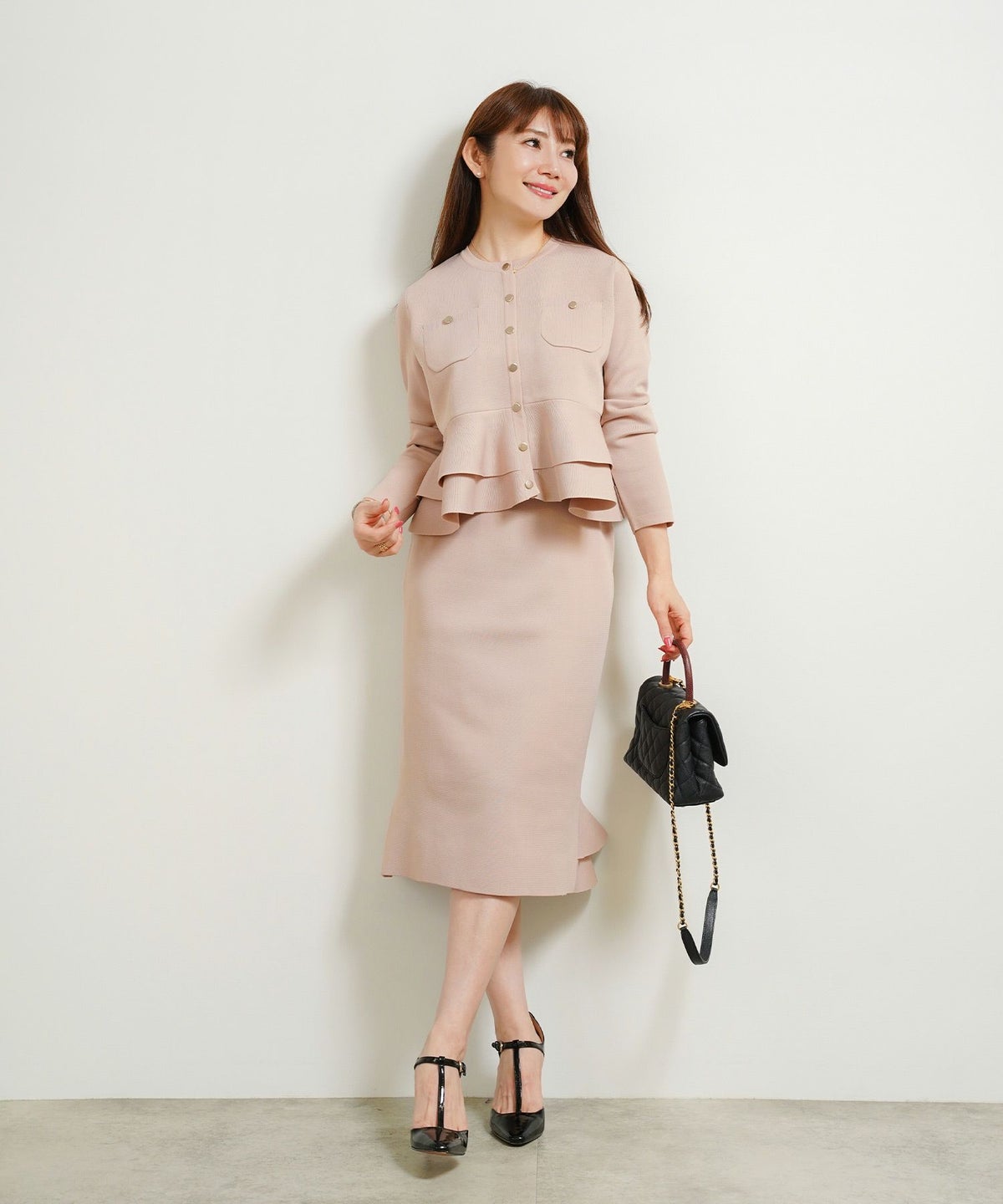 新色追加手洗い可タイトスカートポリエステル100%ニットトップスレディースかわいいオフィスきれいめセットアップ対応秋冬春ジョイントスペース